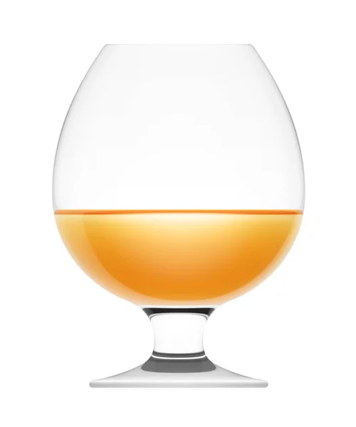 Sticlă de coniac izolată pe un fundal alb, ilustrație 3D . — Fotografie, imagine de stoc