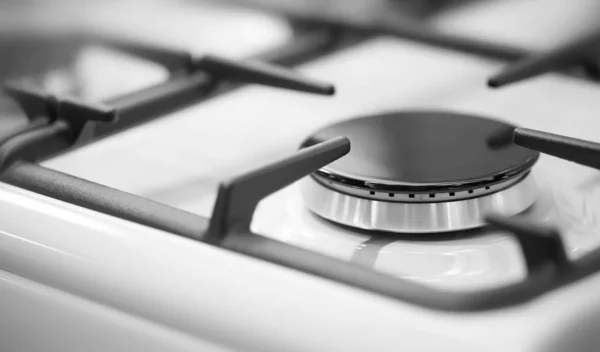 Fragmento de um fogão a gás de cozinha close-up — Fotografia de Stock