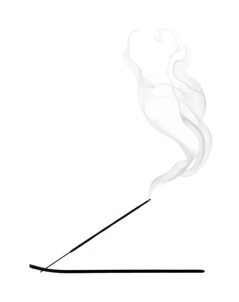 Encens, silhouette avec fumée sur fond blanc — Photo