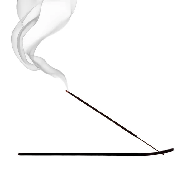 Beyaz arkaplanda tütsü çubuğu yakılıyor — Stok fotoğraf