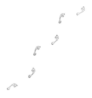Human footprints bare foots on white background clipart