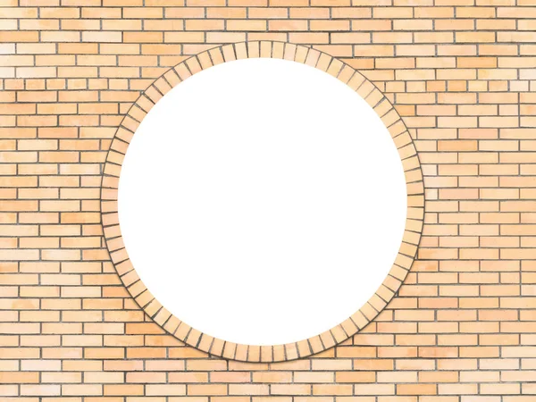 Parede de tijolo com uma janela redonda no meio — Fotografia de Stock