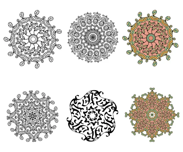 Set Mandala round ornament decorative isolated element, geometri — Stock Vector
