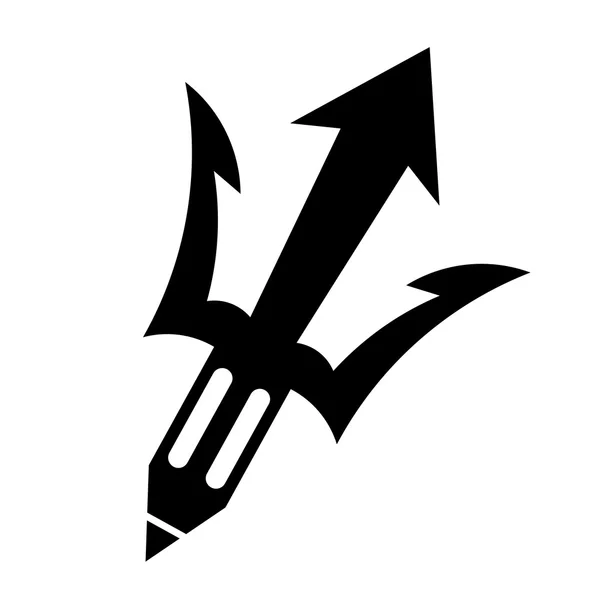 Bir penc ile siyah trident sembol yazar Vektör illüstrasyon — Stok Vektör