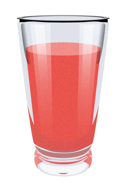 Vector realistic portrayal of high glass cup with red smoothies. — Stock Vector