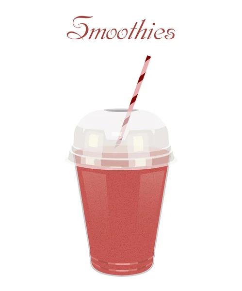 Vector illustration high glass cup with a red smoothie. Healthy — Stock Vector