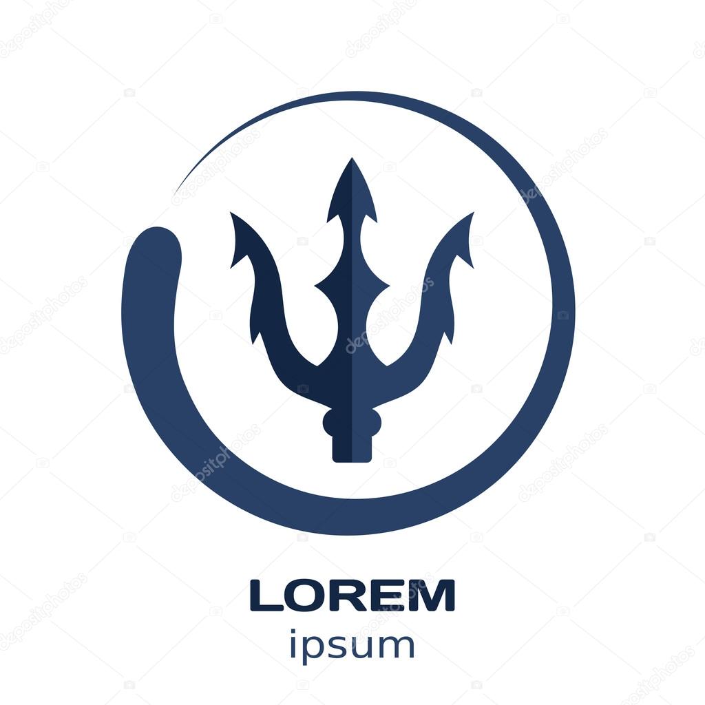 Vector illustration of a trident logo on a white background, web site design element