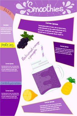 Mor smoothies. Cam cam bir vitamini kokteyl güler yüzlü o ile