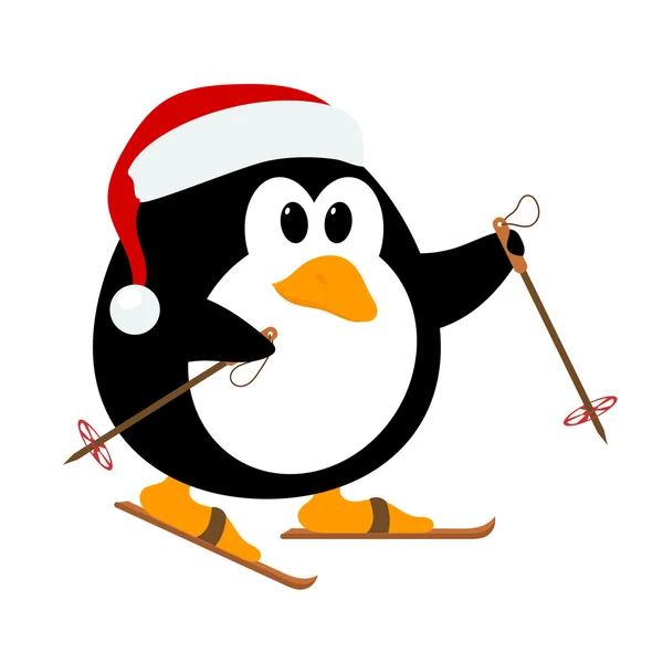 Ilustración vectorial de un lindo pingüino con sombrero de Sant — Vector de stock