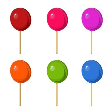 Beyaz bir b renkli tatlı lolipop vektör illüstrasyon seti