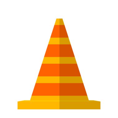 Çizgili trafik konisinin vektör çizimi. Düz stil traf