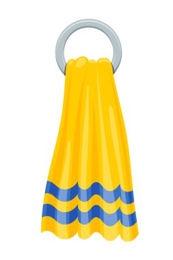 Vector illustration of yellow towels terry towels on round holde clipart
