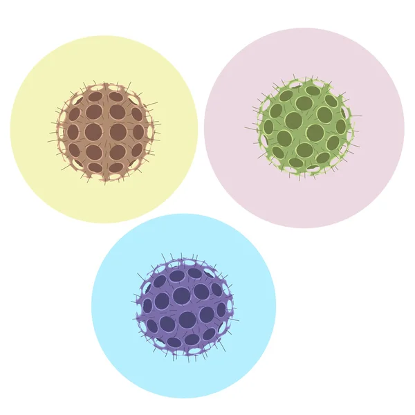 Ilustración vectorial ronda de un virus peligroso en un color backgr — Vector de stock