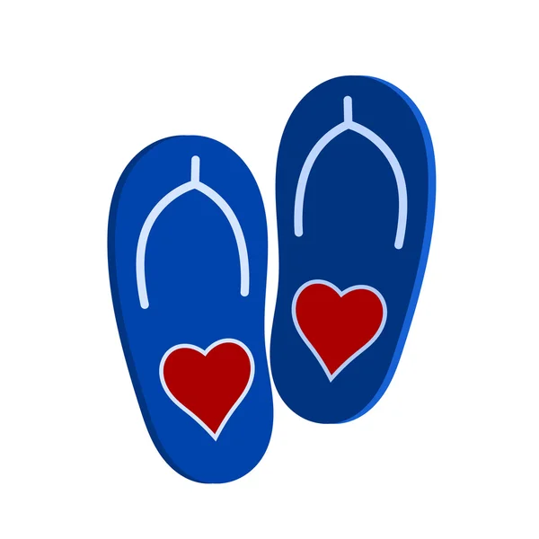 Illustration vectorielle d'une paire de claque bleue sur un cœur rouge. Symbole o — Image vectorielle