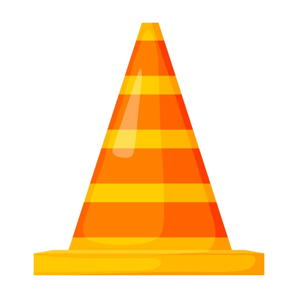 Vector illustration of the striped traffic cone. Cartoon style t — Stock Vector