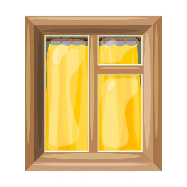 Ilustración vectorial de abstracto Ventanas de dibujos animados con curt amarillo — Vector de stock