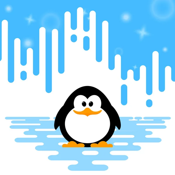 Vector illustration of a cute little penguin  on winter abstract — Stock Vector