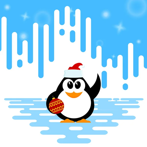 Векторная иллюстрация милого маленького пингвина с Рождеством — стоковый вектор