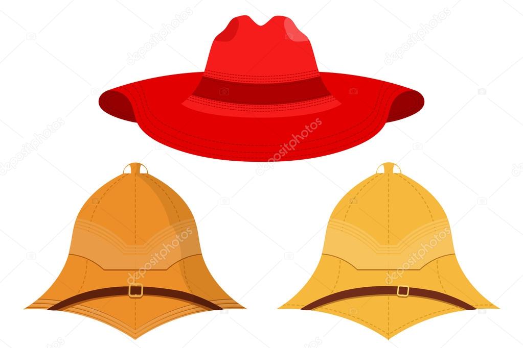Vector illustration of hats on a white background. Isolated obje