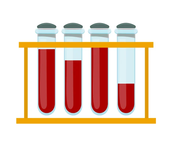 Illustrazione vettoriale di un insieme tubo di vetro di sangue. analisi del sangue. Ca — Vettoriale Stock