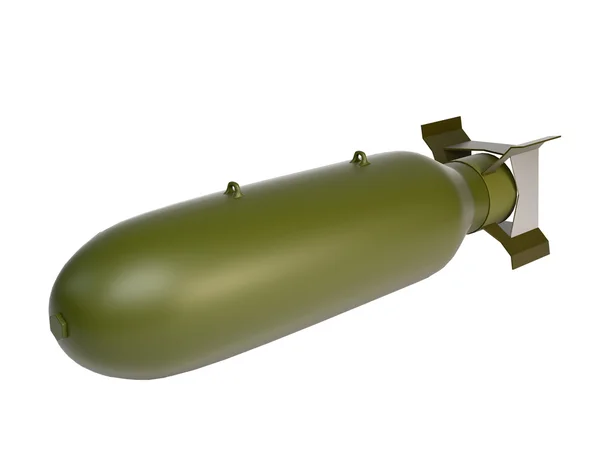 3D illustration of vintage green aerial bomb on a white backgrou — Stock Photo, Image