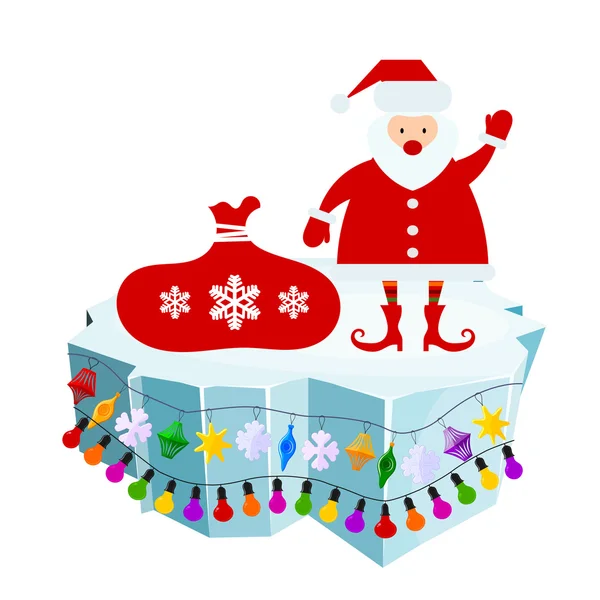 Holiday floe. Vector illustration of an ice floe with festive ga — Stock Vector