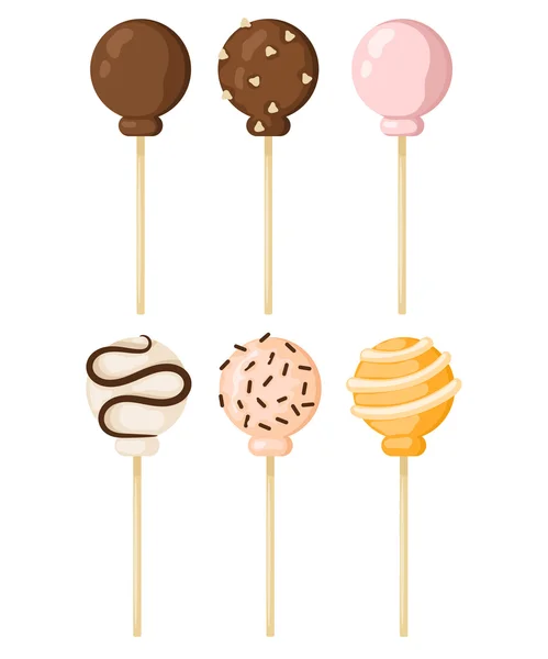 Set Lollipop sweet food vector illustration. Colorful lollipop i — Stock Vector