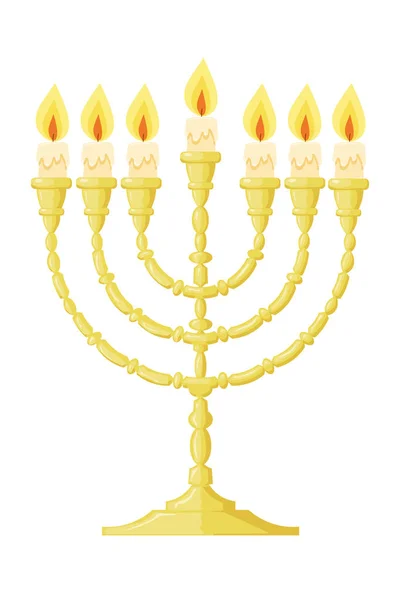 Vector illustration of a menorah with candles on a white backgro — Stock Vector