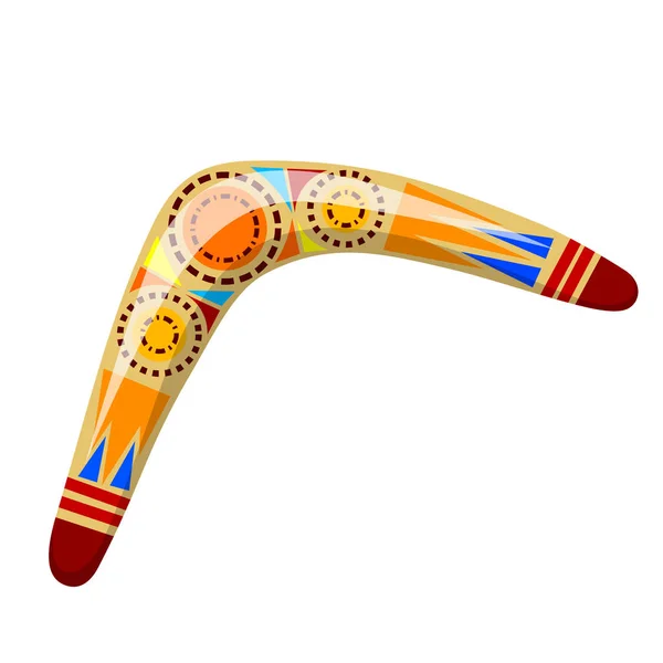 Ilustração vetorial Australian wooden boomerang. Boomera dos desenhos animados — Vetor de Stock