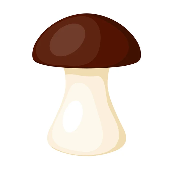 Vector illustration of abstract forest mushroom with a brown hat — Stock Vector