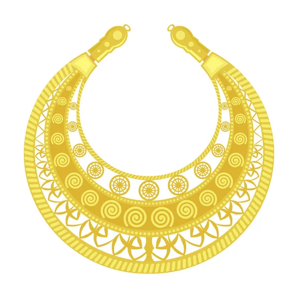 Pectoral d'or sur fond blanc. Les bijoux de la vieille femme. Doré — Image vectorielle