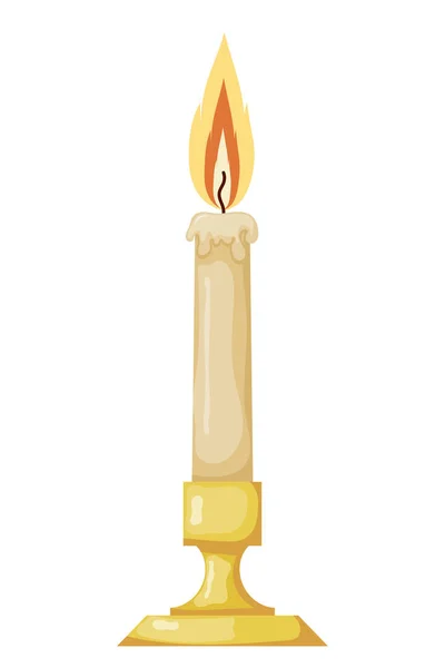 Vector illustration of abstract vintage wax candle in a candlest — Stock Vector