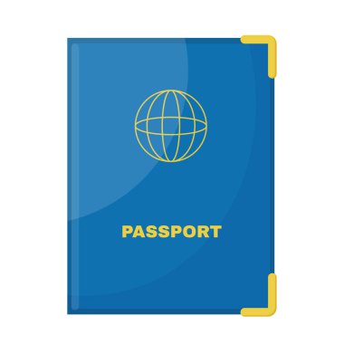 Beyaz bir bac mavi kapakta bir pasaport vektör çizim