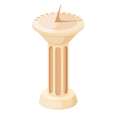 Vector illustration of a sundial on a vintage marble column. Iso clipart