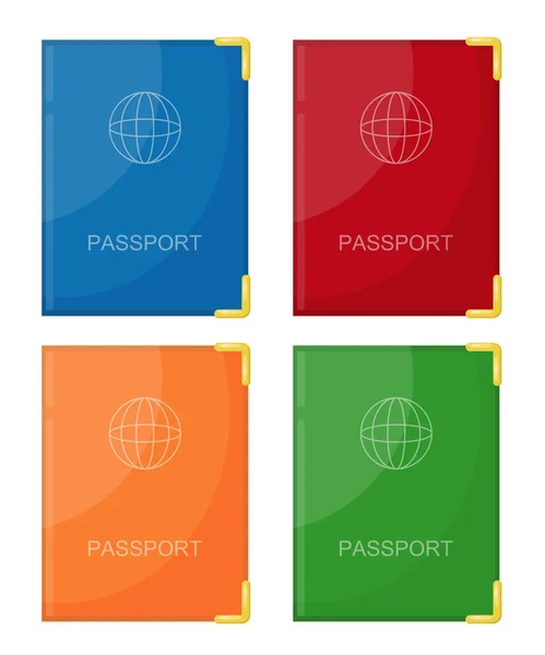 Vector illustration of a set color passport in a color cover on — Stock Vector