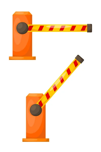 Vector illustration of orange barrier on a white background. Car — Stock Vector