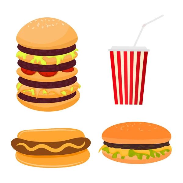 Illustrazione vettoriale dei fast food. Stile cartone animato — Vettoriale Stock