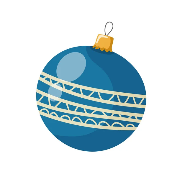 Vector illustration of a simple blue Christmas ball on a white b — Stock Vector