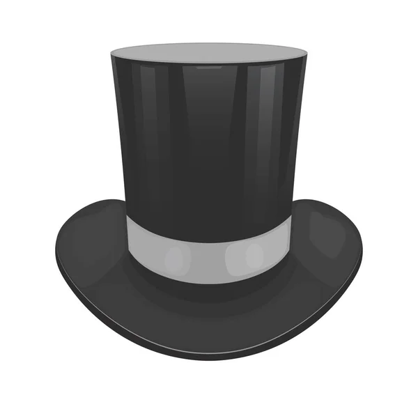 Ilustración vectorial de un sombrero de cilindro negro sobre un fondo blanco — Archivo Imágenes Vectoriales