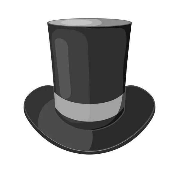 Ilustración de dibujos animados vectoriales de un sombrero de cilindro negro en una b blanca — Archivo Imágenes Vectoriales