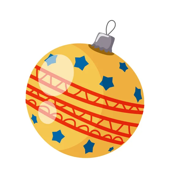 Vector illustration of a simple yellow Christmas ball on a white — Stock Vector