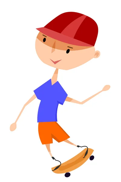 Illustration vectorielle d'un garçon invalide sur la prothèse un skatebo — Image vectorielle