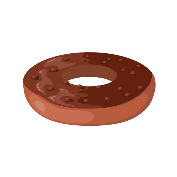 Donut s čokoládovou polevou. Vektorové ilustrace kreslené. Kobliha — Stockový vektor