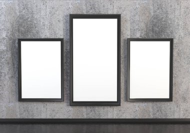 3D soyut iç illüstrasyonlar. Ahşap boş ahşap ile taş