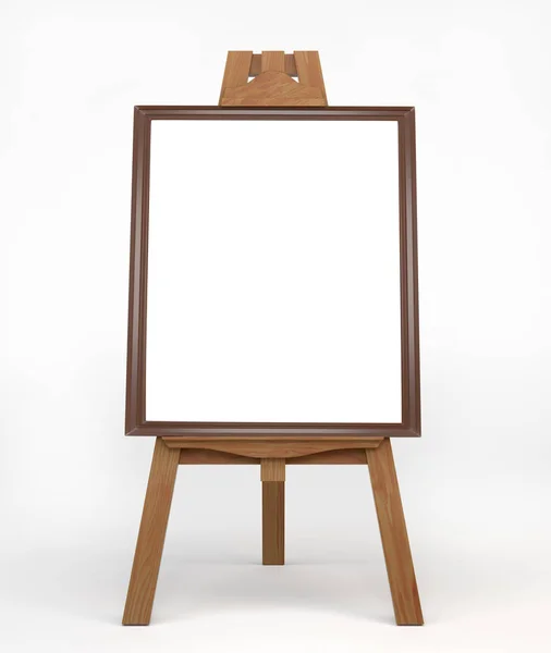 Vintage wooden easel painter, standing on the floor. Easel with — Stock Photo, Image