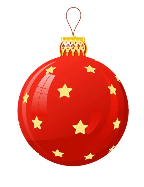 Ilustração vetorial de uma bola de Natal de vidro vermelho com floco de neve — Vetor de Stock