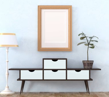 Retro iç kadar alay et. Işık karanlık ayaklı ahşap dolap ve 