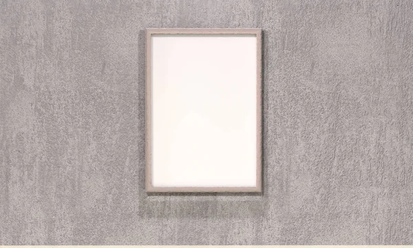 Innenraum nachmachen. leeres Bild an der grau verputzten Wand. 3d r — Stockfoto