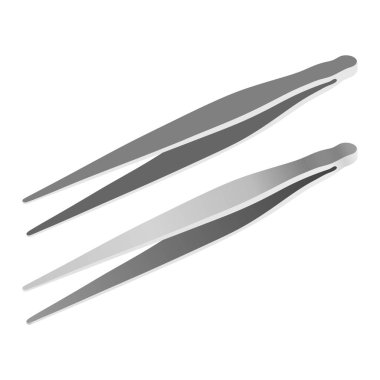 Vector silhouette of metal tweezers on a white background. Stock clipart