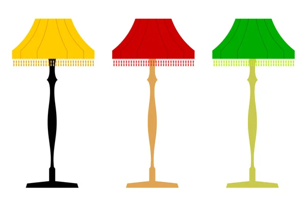 Set kleur vector retro vloer lampen. Elektrisch licht armaturen o — Stockvector